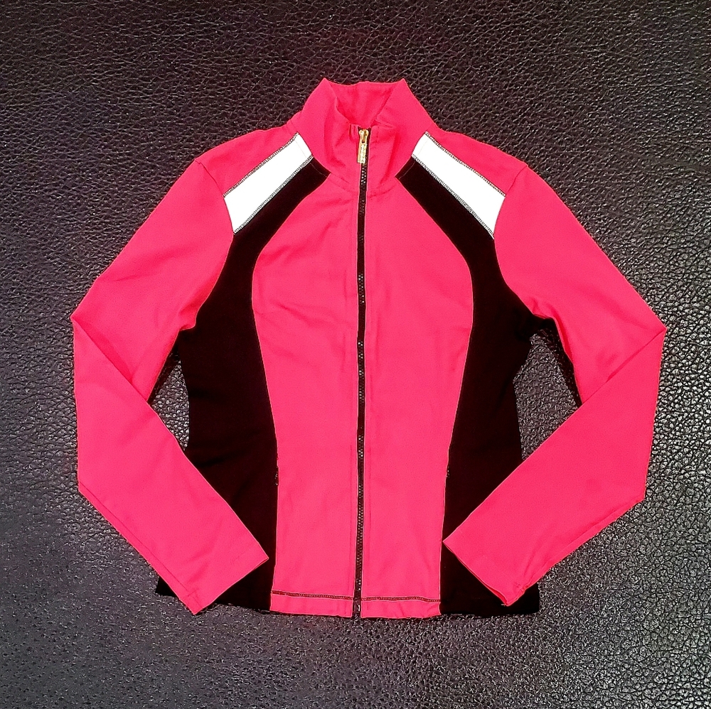 Bebe Sport Logo Black/Watermelon/White Jacket- Size Medium.